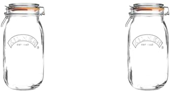Kilner 2 Litre Round Glass Clip Top Preservation Storage Jar (Pack of 2)