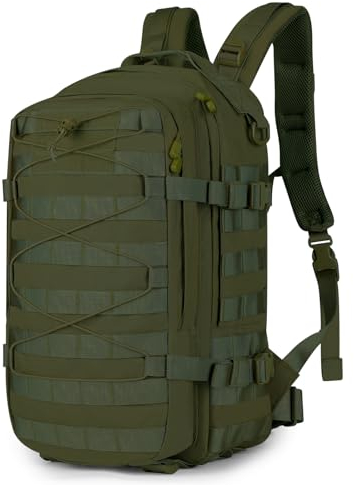 HUNTVP Military Backpack, 20L Tactical Rucksack Small Work Bag Molle Daypack Assault Army Motorcycle Backpacks for Men Women Camping Cycling School Travel Hiking Trekking Hunting (20l-Army Green)