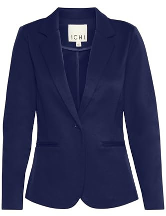 ICHI IHKATE BL Damen Blazer Kurzblazer Jacke Ein-Knopf-Blazer mit Stretch und Reverskragen, Größe:S, Farbe:Maritime Blue (193831)