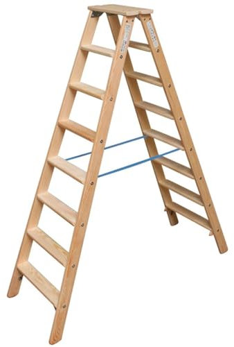 KRAUSE 818454 Stabilo Stufen-Doppelleiter, Holz, 2x8 Stufen