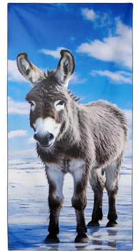 YISUMEI Mikrofaser Strandtuch XXL, Strandhandtuch Leicht Badehandtuch Schnelltrocknend, Esel, 180 x 90 cm