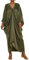 Bsubseach Kimono Caftan Dresses for Women Satin V-Neck Mumu Caftan Plus Size bubu Dress Long Maxi Beach Covr Up Army Green