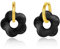 BUMMER Boucles d'oreilles pendantes en résine noire – Boucles d'oreilles à fleurs élégantes, boucles d'oreilles en résine dégradée, acier inoxydable, boucles d'oreilles plaquées or