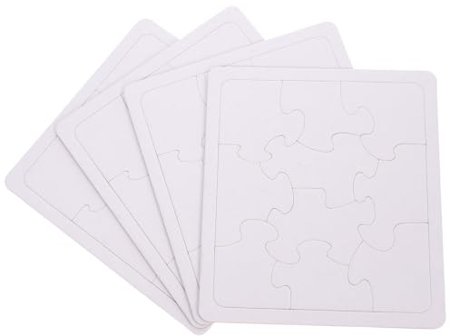 JOINPAYA Blanko-Puzzles Zum Bemalen: 4 Blatt Quadratische Puzzleteile Weißes Puzzle Komplett Weißes Puzzle Leere Puzzleteile Zum Beschriften Für Heimwerker- Kunst- Und Bastelprojekte