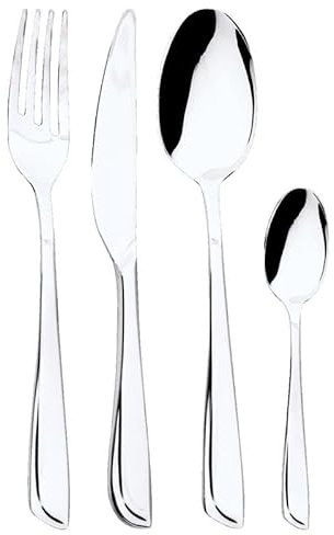 Lebrun Couverts CHAPAS - Ménagère 24 pcs - Style Cabine de plage - Service de table pour 6 personnes - 6 couteaux – 6 fourchettes de table – 12 cuillères à café - Couvert Inox 18.0