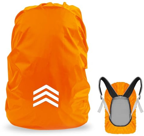 CPYJW Regenschutz Rucksack,Regenschutz für Rucksäcke Schulranzen(18-30l) Rucksack Reflektierend Wasserdichter Rucksack Regenhülle Regencape Satch Regenschutz für Wandern Camping Radfahren (orange)
