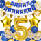 5 Geburtstag Dekorationen für Jungen - Navy Blau Gold Luftballons Happy Birthday Banner 40 Zoll Nummer 5 Folienballons mit Wimpelkette für Mädchen Jungen