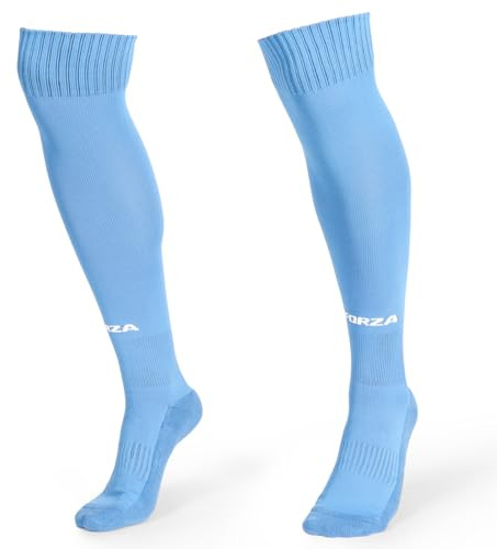 FORZA Classic Football Socks [9 Colours] | Knee-High Football Socks with Reinforced Heel & Toe - Available in Sizes XS-XL (L/XL (UK 8-12), Sky Blue)