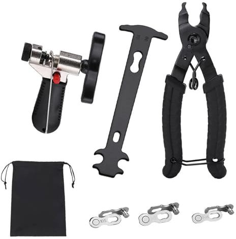 Bike Chain Tools Set, Bike Chain Link Pliers & Bike Chain Splitter Tool & Chain Wear Tool & 3 Bike Riveting Professional Road Mountain Bike Chain Repair Tool for 6/7/8/9/10 Speed Chain Link Pliers