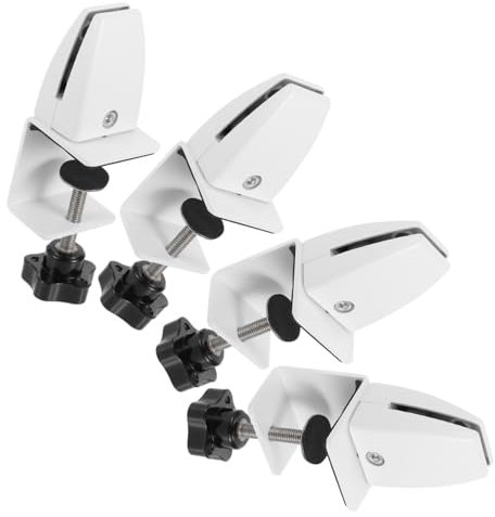 4pcs Adjustable Desk Partition Clamp Sneeze Guard Support Clamp for Office Desk Privacy Versatile White Desk Divider Clips for Secure Panel Mounting
