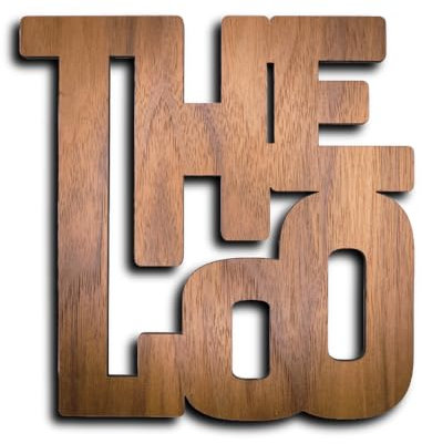 Decorative The Loo Door - Wall Sign, Modern Wooden Toilet Sign - Walnut Finish, with Adhesive Tabs 14.5 x 14 cm by NOIR.DESIGN®