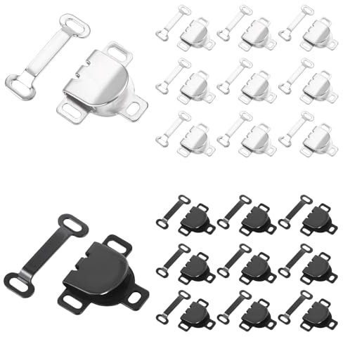 Nogeqi 20 Sets Sewing Hook and Eye Closures for Clothing, Bra Hooks Replacement, Metal Sewing Snaps and Fasteners Clasp Kit for Trousers Waist Bra Skirt Dress Pants Clothing DIY Craft (Silver Black)