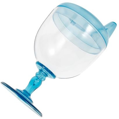 Homoyoyo Tasse à Vin Enfant En Plastique 180 Ml Avec Couvercle - Gobelet à Boisson Idéal Pour Fête D'Anniversaire - Couleur Bleu Verre à Pied Pratique Pour Petits