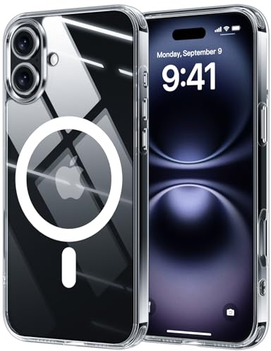 X-level für iPhone 16 Hülle Magnetisch, Glas Rückseite Durchsichtig | Kompatibel mit MagSafe, Klar Handyhülle Stoßfest Stoßfänger, Kratzfeste Transparent Case