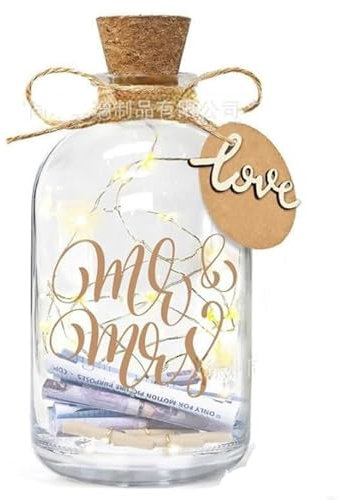 Cerioll LED Bottle Light Wedding, Money Light Bottle, Illuminated Bottle, Illuminated Decorative Bottle, Wedding Money Gift for Bride and Groom and Fresh Lovers (Mr. & Mrs.)