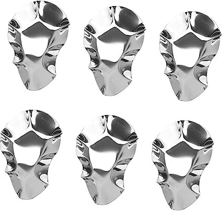 KICHOUSE Plateau à Trempette en Acier Inoxydable Lot de 6 Plats en Coquille d'Huîtres Réutilisables pour Sauces et Assaisonnements Utilisation pour Grillades et