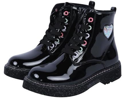 A2Z 4 Kids Stivaletti alla caviglia per ragazze e adolescenti, con glitter e cuore, con lacci laterali, suola antiscivolo, per feste, scuola, scarpe alla moda per bambini, taglie da 38 a 38, per