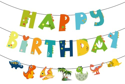 Birthday Girlande Deko Dinosaurier Geburtstag Banner Hängende Dekoration Erste Baby Dusche Party Geburtstagsdeko Geschenkidee fo Kind