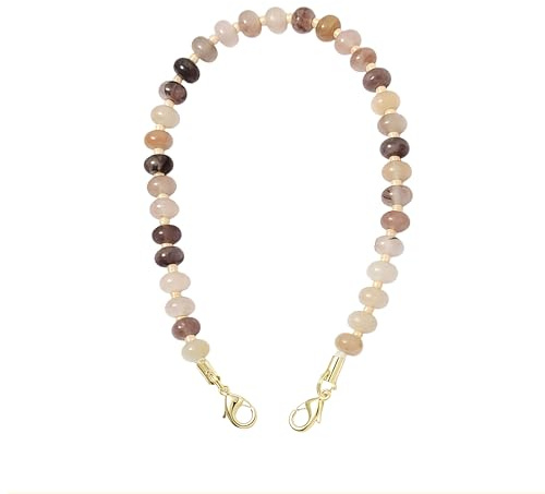 Zosutetoxo Universal Phone Necklace with Natural Stone Beads and Transparent Pad, Wearable Phone Chain with Safety Clips