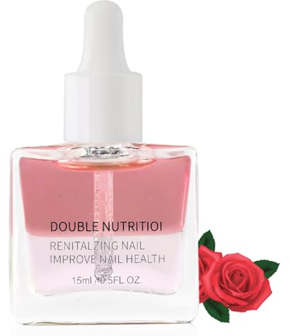 Rose Cuticle Oil for Nails 15ml - Nourishing Bi-Phase Nail Oil with Vitamin E, Double Nutrition Revives Nail, Hydrates & Restores Nails, Quick Absorb Cuticle Care Oil