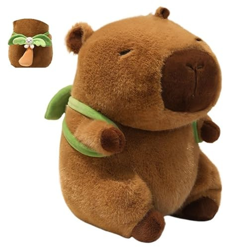 KUKUShining Capybara Kuscheltier, Weiche Plüschtier Mit Eiscreme Kokosnuss Stofftier Puppe Urlaubs Plüsch Capybara Spielzeug Zum Sammeln(Brown,22cm/8.7in)