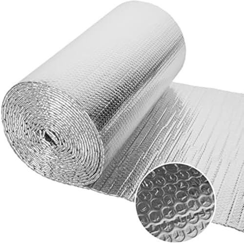 Violiica Luftpolsterfolie Isolierrolle 50 cm x 5 m, doppelte Aluminiumschicht mit einzelner Luftblase für Wärmereflektion in Wänden, Dächern, Lofts, Garagen, Fenstern und Böden