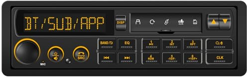 Receptor estéreo Bluetooth para Coche Retro, DIN único, Aspecto clásico, Radio para Coche de los años 80, Am FM, preamplificador, 2 Salidas de subwoofer, USB, SD, AUX, Tipo C, PD3.0, Carga rápida, EQ