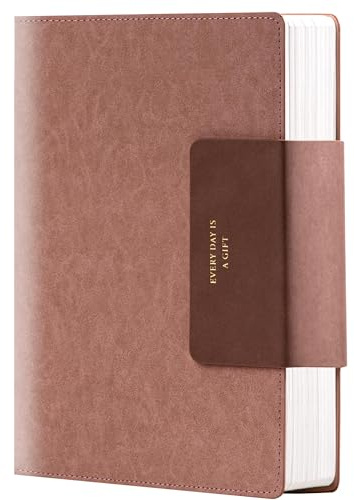 CAGIE Notizbuch B5 Große Diary mit Schnallenverschluss | 320 Seiten, Leder Tagebuch für Erwachsene, Hardcover Journaling Buch, Arbeits, Rosa