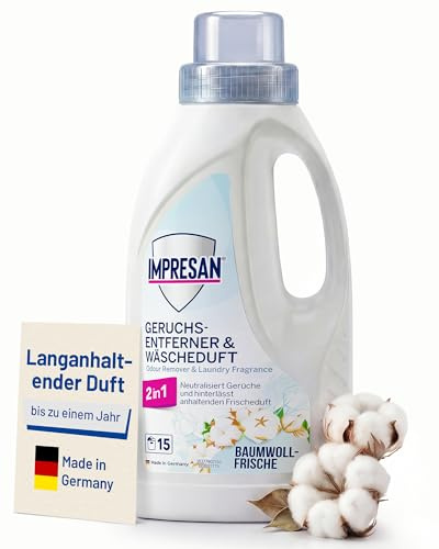 IMPRESAN Geruchsentferner & Wäscheduft 450 ml | 2in1 Waschmittel-Zusatz entfernt hartnäckige Gerüche | Langanhaltender frischer Wäscheduft | Für alle Textilien geeignet