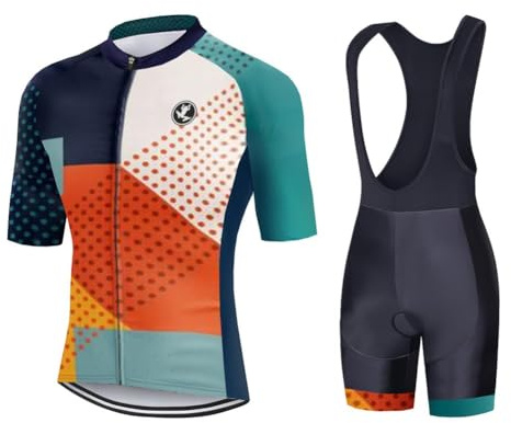 UGLY FROG 148 Kurzarm Fahrrad Trikot Set, Atmungsaktiv und Schnell Trockend Rennrad Trikot Herren Mit 9D Gel Gepolsterten Shorts Fahrradbekleidung Set