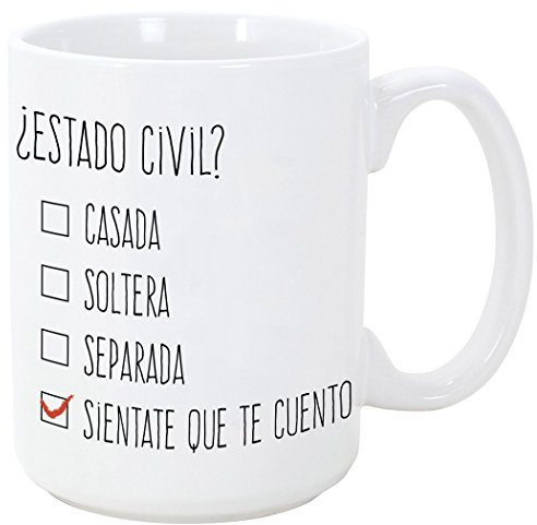 MUGFFINS Tazas Desayuno Originales y Divertidas - ¿Estado Civil? - 350 ml - Tazas con Frases de Humor sarcástico