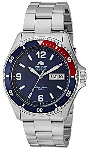 Orient Herren 'Mako II' Japanische Automatik Edelstahl Taucheruhr, Blaue, zweifarbige Lünette, Taucheruhr