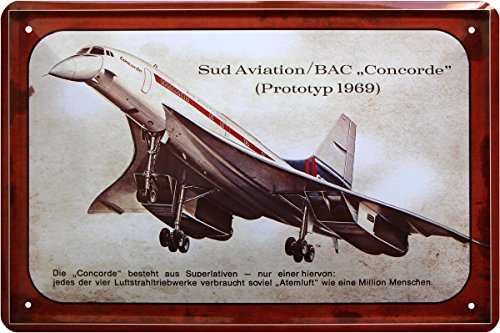 Concorde 1969 Überschall Flugzeug Jet Plain 20x30 cm Blechschild 1532