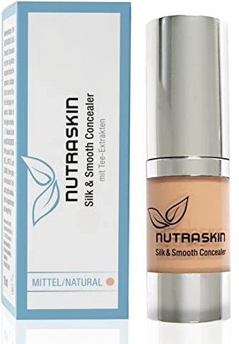 Nutraskin Silk & Smooth Concealer medium – Liquid Concealer I Natürlicher Concealer flüssig für einen makellosen Teint I Kaschiert Hautunreinheiten, Augenringe, Fältchen etc. I Made in Germany I 10ml