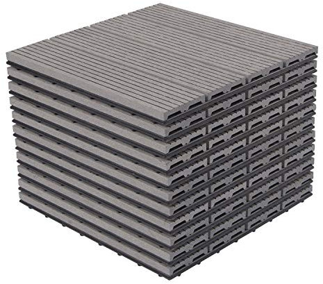 Lestarain Balkonfliesen WPC Fliesen, 30x30 cm bodenfliesen outdoor, klickfliesen für Balkon Garten, klicksystem, 11 Stücke für 1m²