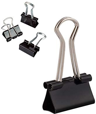 D.RECT Metal Foldbackklammern - Foldback Klammern Verpackung 12 Stück x 12 Pack(144 Klammern) 19mm - Vielzweckklammern, Metall Binder Clips für: Notizen, Briefpapier - Büroklammern Gross, Schwarz