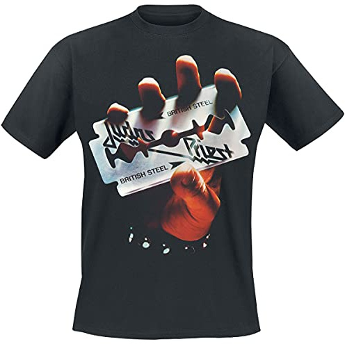 Judas Priest British Steel Anniversary 2020 Uomo T-Shirt Nero 100% Cotone Regular