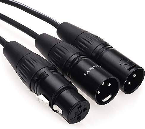 NANYI XLR Splitter Microphone Cable 2XLR Male to XLR Female Patch Cables 3-Pin Dual XLR Male to XLR Female Y Cable Adaptor mic Cable, DMX Cable, Patch Cords -5FT