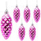 Christmas Concepts® Pack of 6–90mm Shiny & Glitter Decorated Pine Cone Baubles – Christmas Tree Decorations (Hot Pink)