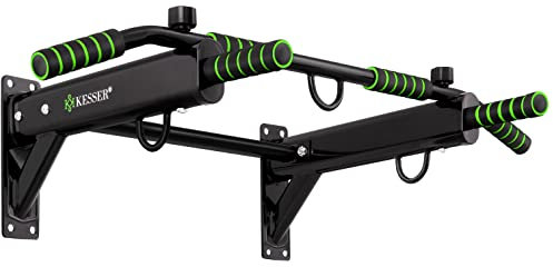 KESSER® 4in1 Klimmzugstange zur Wandmontage rutschfesten Griffen zusätzliche Funktion für Seile Ringe und Boxsäcke verschiedene Griffpositionen | sicher & stabil | + Montagezubehör Pull Up Bar indoor