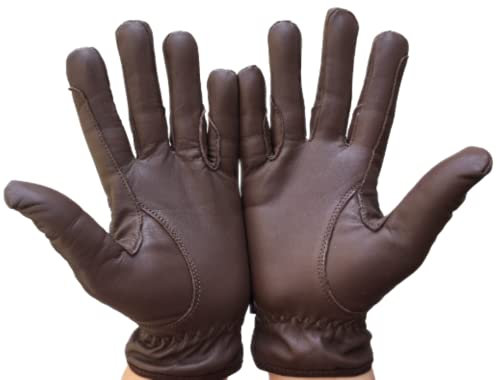 Damen Reithandschuhe, 100 % echtes Leder, Braun, Beige, Hellbraun & Schwarz