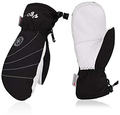 Vgo... Skihandschuhe für Herren aus Leder, 3M Thinsulate G150 gefütterte-4℃(GA2443FW)