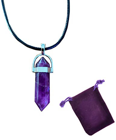 Pandiui23 Pendentif en pierre naturelle, collier de chakra en pierre, pendentif perle de pierres naturelles (Améthyste)