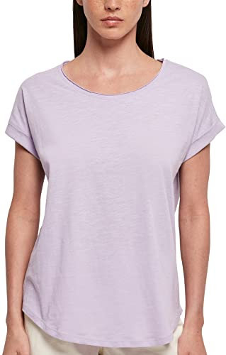 Build Your Brand Damen Long Slub Tee – Locker geschnittenes T-Shirt mit Cut-on-Ärmeln, Slub-Struktur & verlängertem Rückenteil, lässig & bequem, Lilac, 5XL