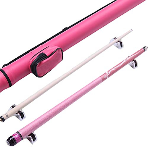 LIUHD Billard-Queue-Set Snooker Holz Pool Queue 1/2-geteilter Pool-Queue, 57 Zoll Handgefertigter Snooker-Queue Einfach Zu Verstauen, Indoor-Spiel Im Freien,Pink,11.75MM