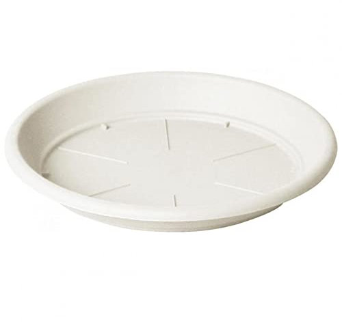 Decorspace Sottovaso Tondo Basic'' per Fiori e Piante da Giardino (14 cm, Bianco)