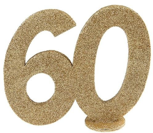 PAINT IT EASY NEU Aufsteller Geburtstags-Zahl 60, Glitter-Gold, ca. 10cm