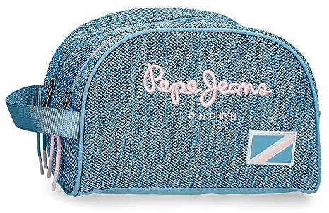 Pepe Jeans Lena Kulturbeutel Zwei Fächer Anpassbar Blau 26x16x12 cm Polyester