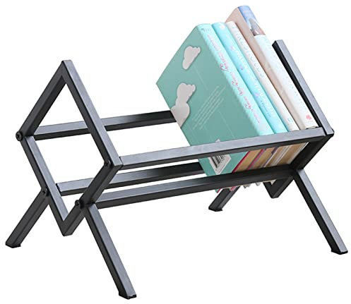 ROYUMI Zeitungsständer Zeitschriftenständer aus Schwarzem Metall mit 4 Beinen, Schwere Bücherständer für Schreibtischplatten, Home Office Literaturstand Mailorganizer, Dokument Magazinkorb