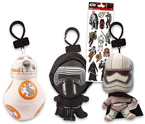Star Wars Porte-clés en peluche pour enfants – Lot de 3 paquets avec clips de sac en peluche Star Wars pour garçons et filles avec autocollants | Fournitures de fête Star Wars pour tout-petits